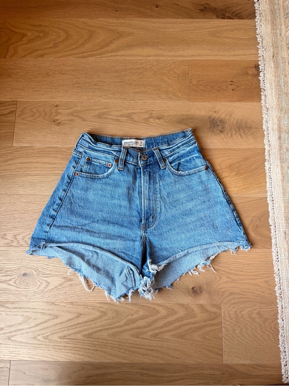 Abercrombie & Fitch Light Blue High-Rise Denim Cutoffs